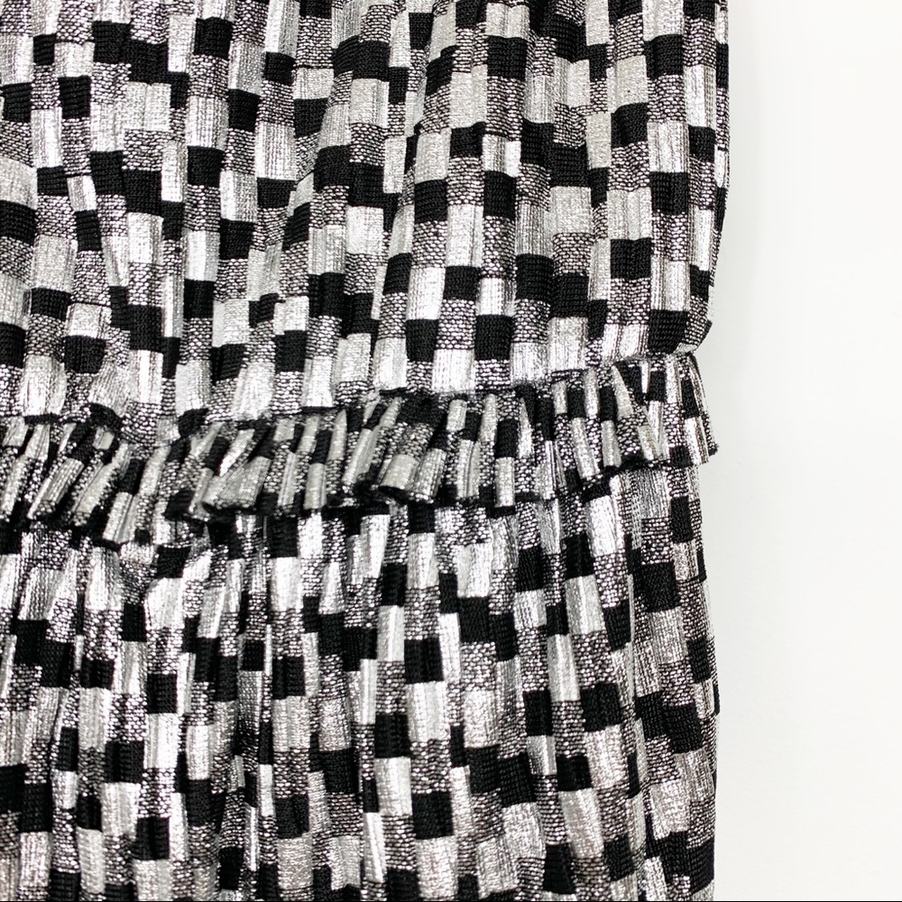 Zara Metallic Silver & Black Night Out Dress Small - Picture 10 of 13